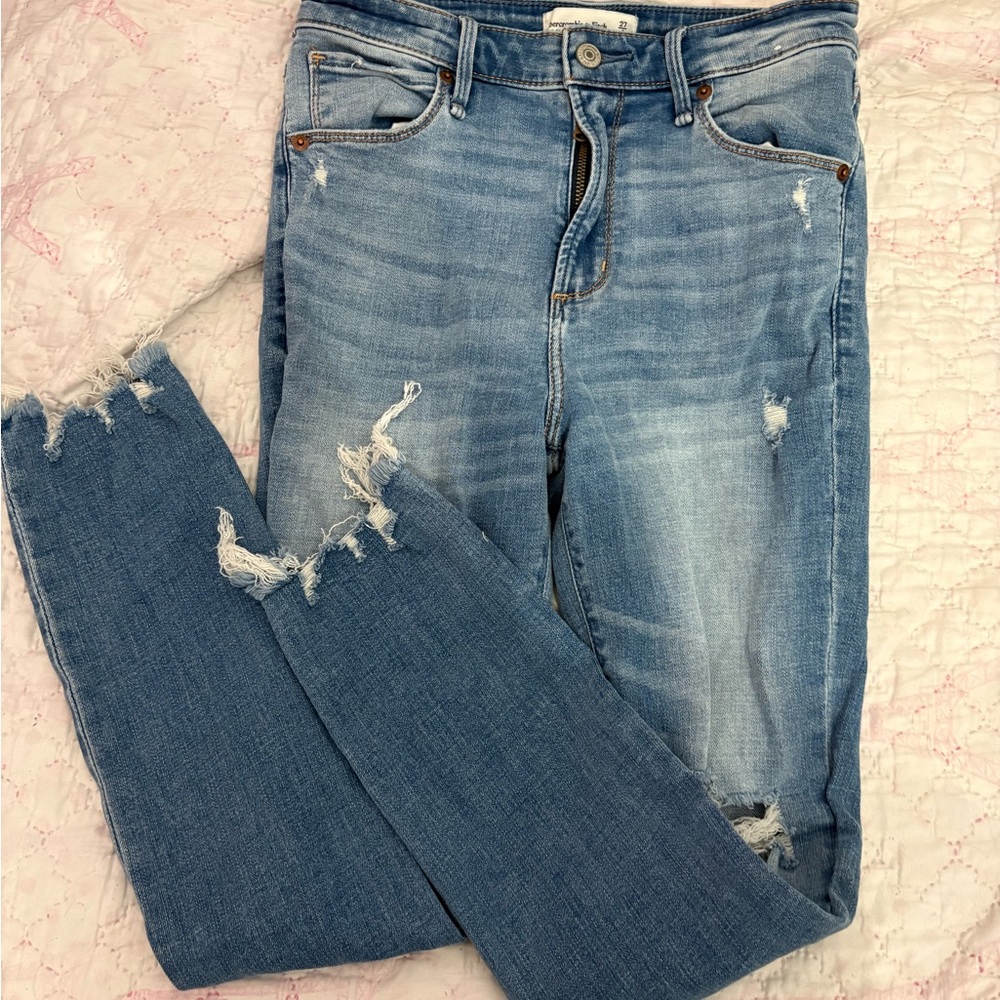 Abercrombie & Fitch Light Blue Distressed Skinny Jeans